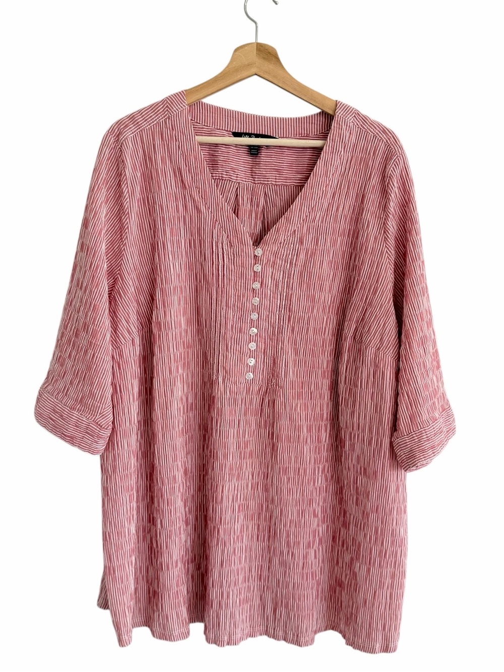 Ulla Popken Womens Oversized Striped Tunic Top Size 24/26 Lagen Coastal Grandma